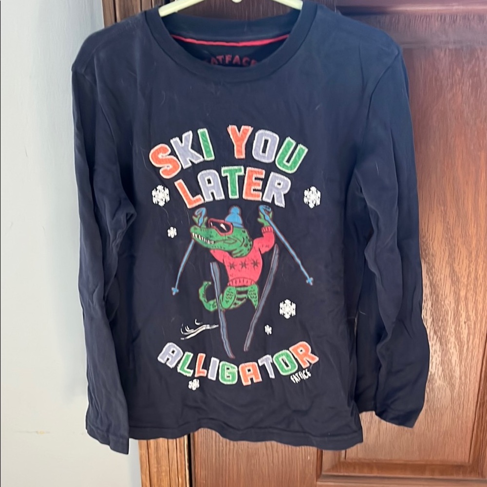 Fat Face Kids' Black Ski Alligator Long Sleeve Tee